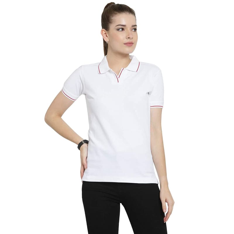 White With Red Tipping Premium Polo